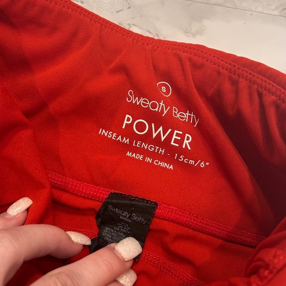 Sweaty Betty Power Workout Biker Shorts Red Running Gym Athletic - Picture 6 of 7